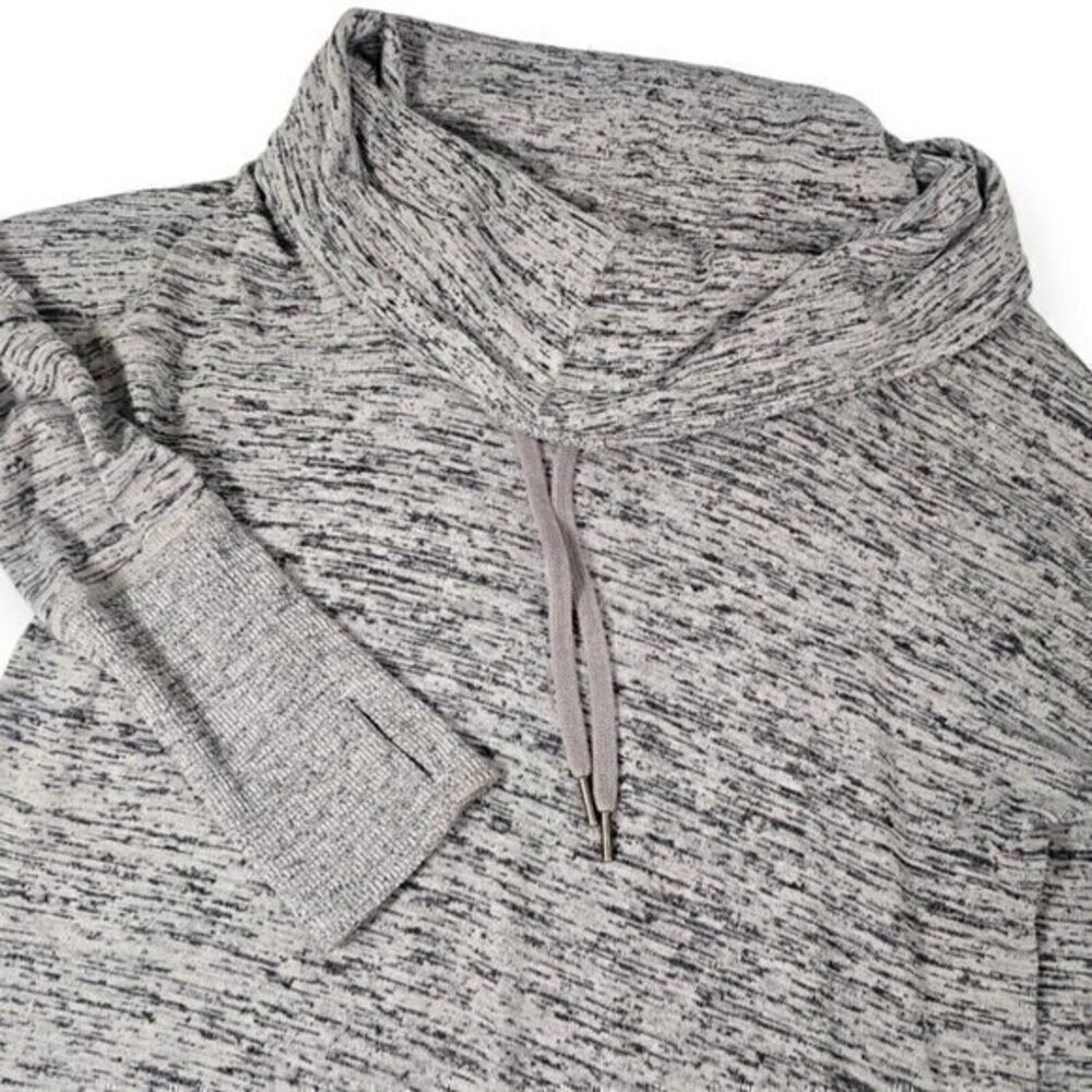 Athleta Womens‎ Medium Cowl Neck Sweater Thumb Holes, Zipper Pockets Graywash